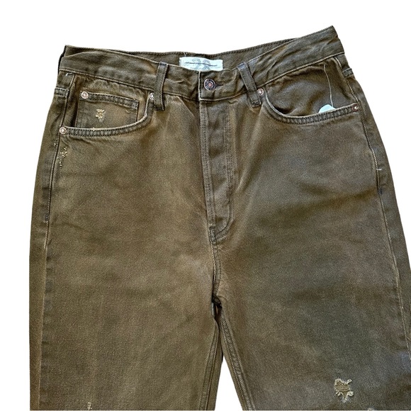 FREE PEOPLE Distressed Straight Leg Denim Jeans Brown Size 28 NWOT - Picture 3 of 10